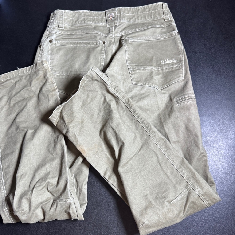 KUHL Rydr Pants Mens 30x30 Khaki Tan Solid Vintage Patina Dye Outdoor Hiking